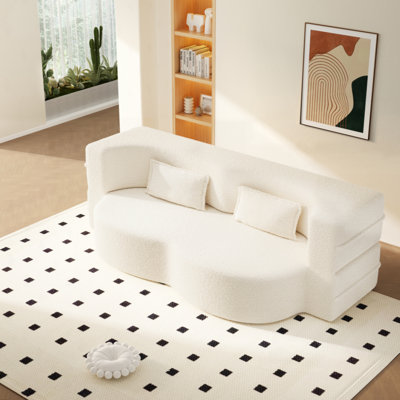 Canapé-lit moderne avec 2 coussins, canapé-lit convertible en tissu rembourré de mousse, matelas pliant simple de 15 po pour le salon, le lit d'invité, la salle de jeux, aucun assemblage requis