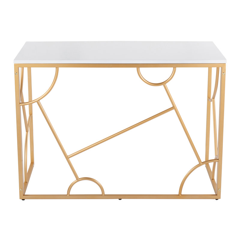 Bureau contemporain en métal et bois, Blanc