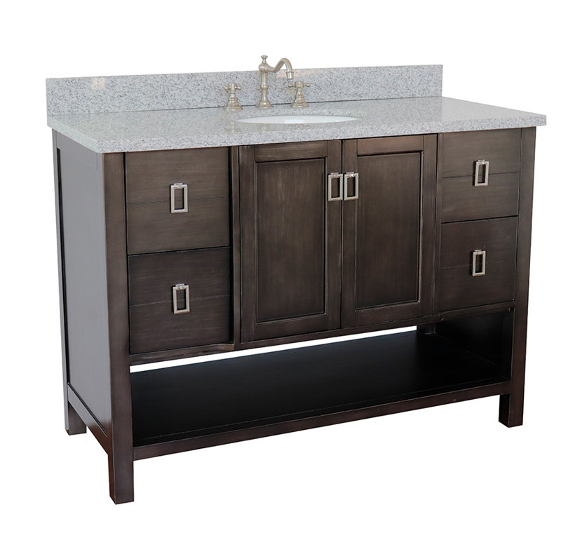 Wilhoit 49'' Single Bathroom Vanity with Top, Silvery Brown/Gray Granite