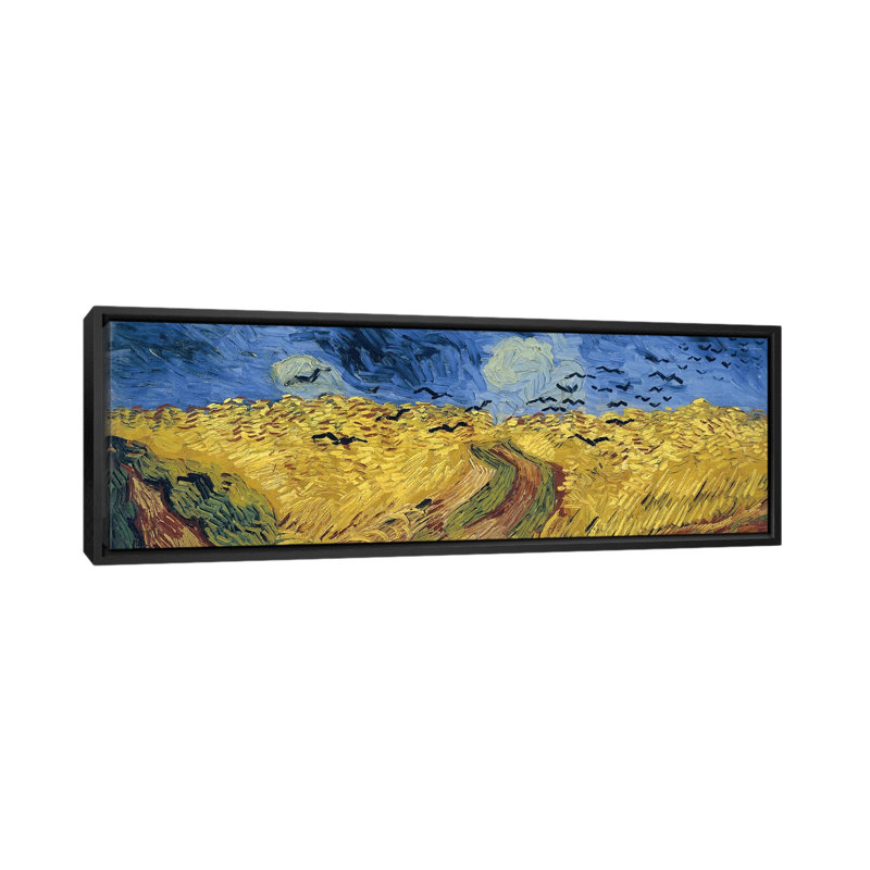 «Wheatfield with Crows 1890» par Vincent Van Gogh, impression sur toile, H 12 po x l 36 po x P 1,5 po, Toile avec cadre noir