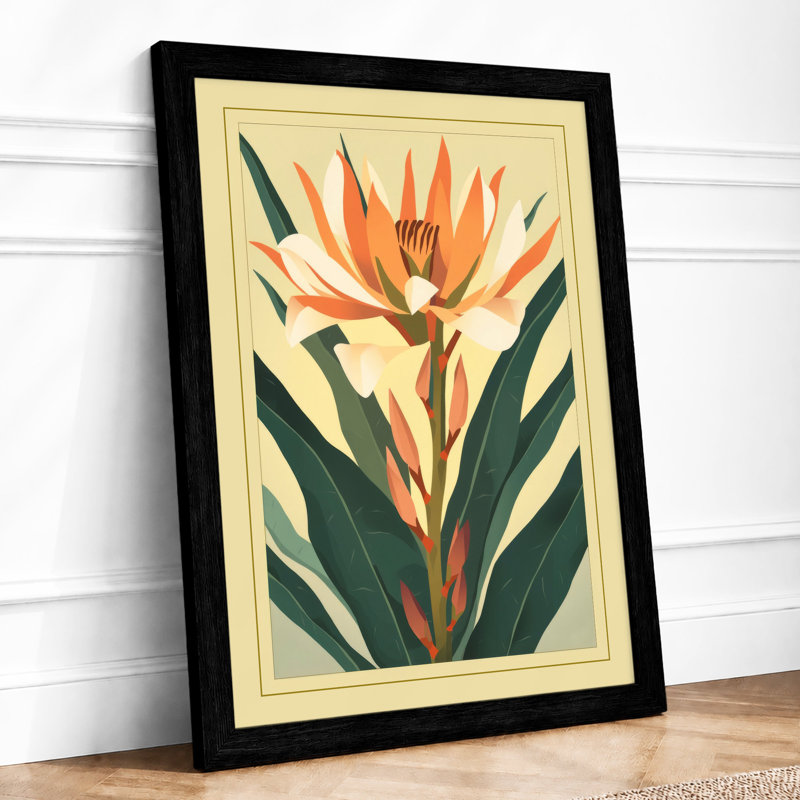 Orange Bloom Botanical - Print, A1 - 84.1 x 59.4 cm, Black