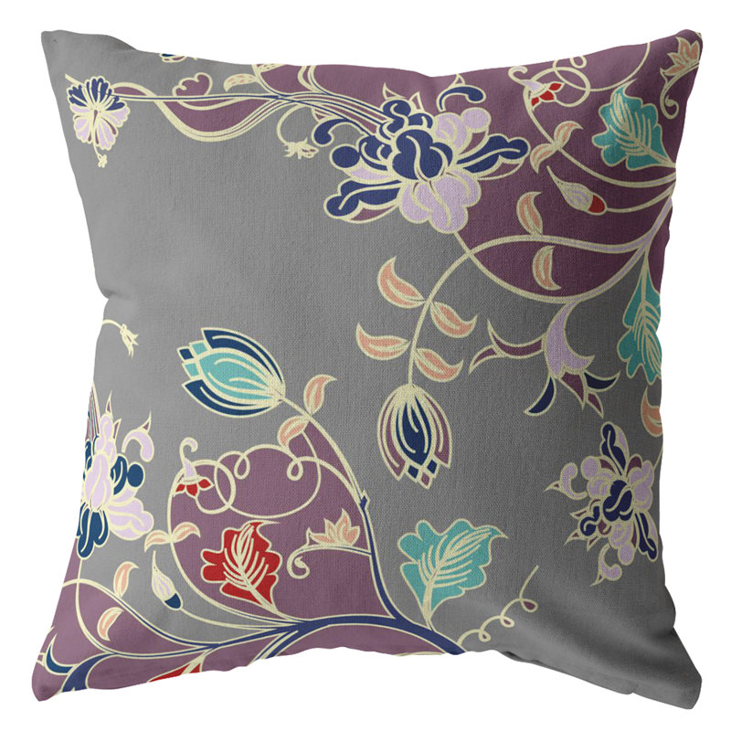 Derlyum Nature Broadcloth Reversible Throw Pillow, 18" x 18", Purple/Gray