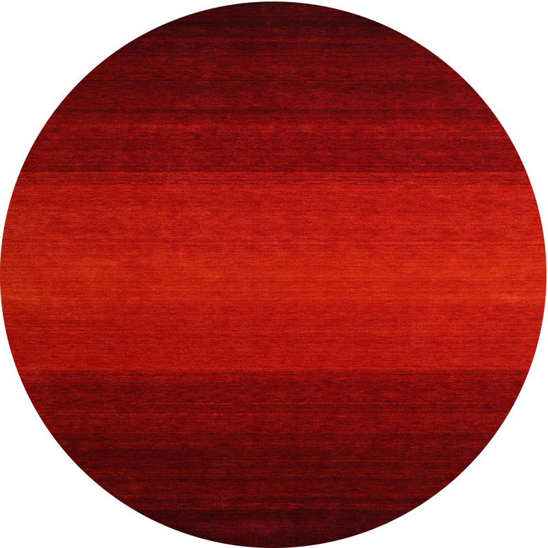 Tapis contemporain rouge, Rond 8 pi