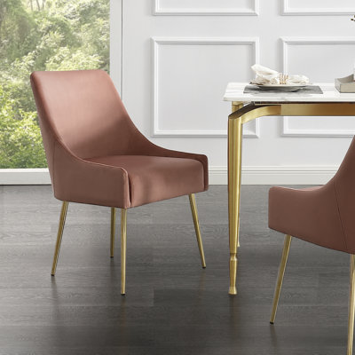 Venema 18.5 " H Velvet Upholstered Solid Wood Parsons Chair