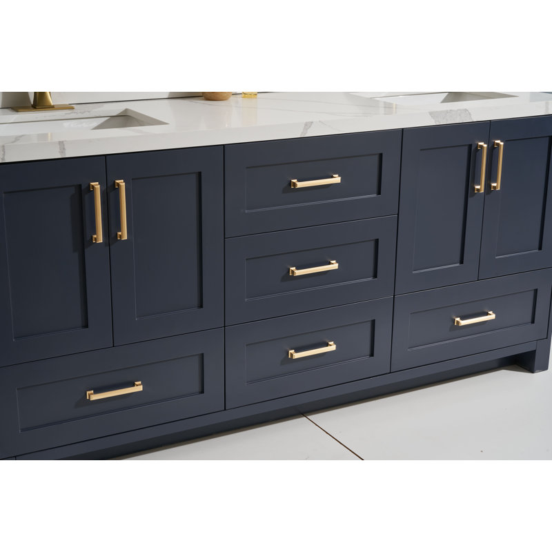 Davlos 73-inch Solid Wood Vanity in Graphite with Quartz Countertop