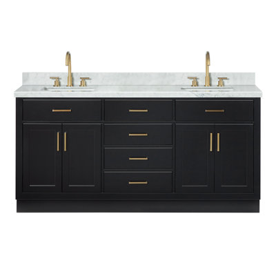 ARIEL HEPBURN 73 IN DOUBLE RECTANGLE SINK VANITY 1,5 IN