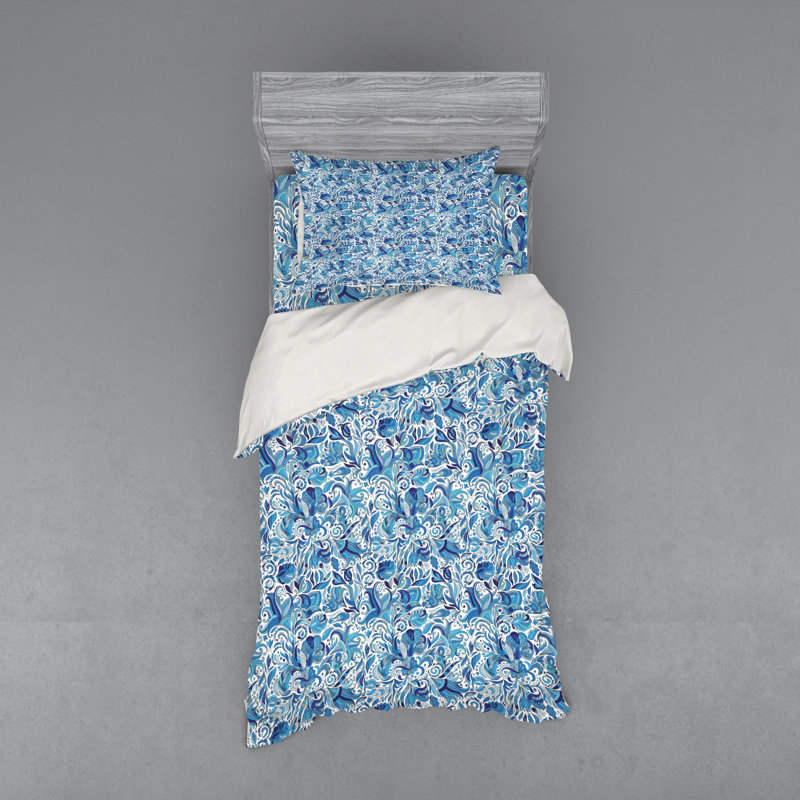 Ensemble de housse de couette en microfibre bleu / bleu marine / vert, Housse de couette simple + 6 pièces supplémentai