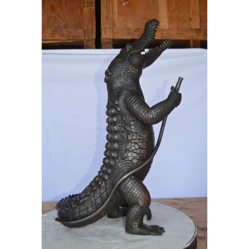 Copper and Metal Alligator Having Fun Fountain
