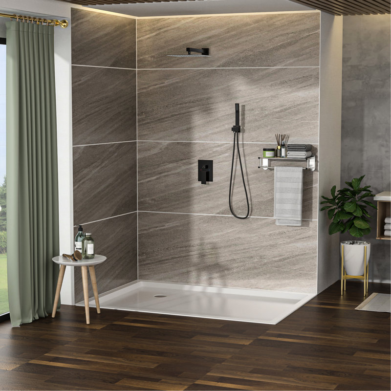 Double pomme de douche huilée en bronze huilé - Système de fixation murale en caoutchouc huilé avec têtes