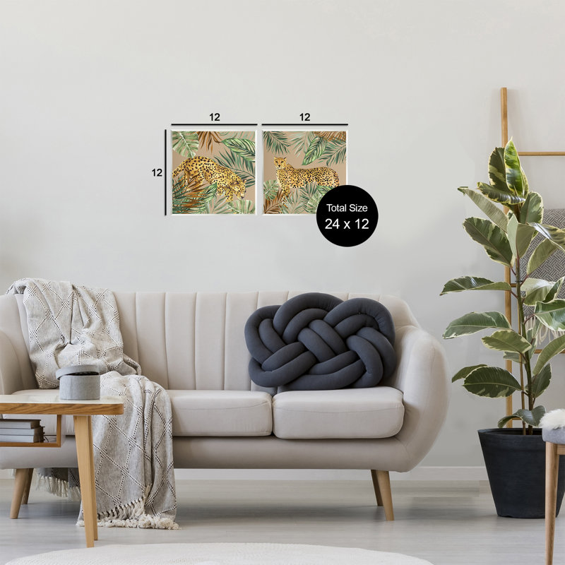 «Jungle Prowler Cheetahs», ensemble de 2 plaques murales, design par Janet Tava