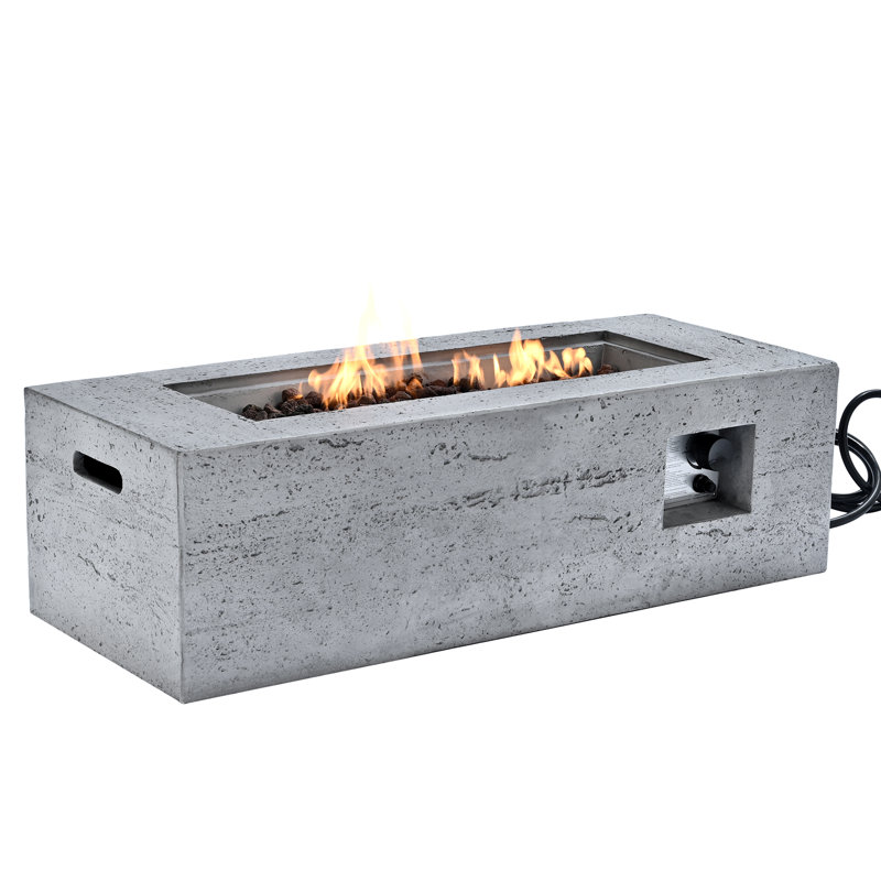 Outdoor Rectangular Propane Fire Pit, Gray