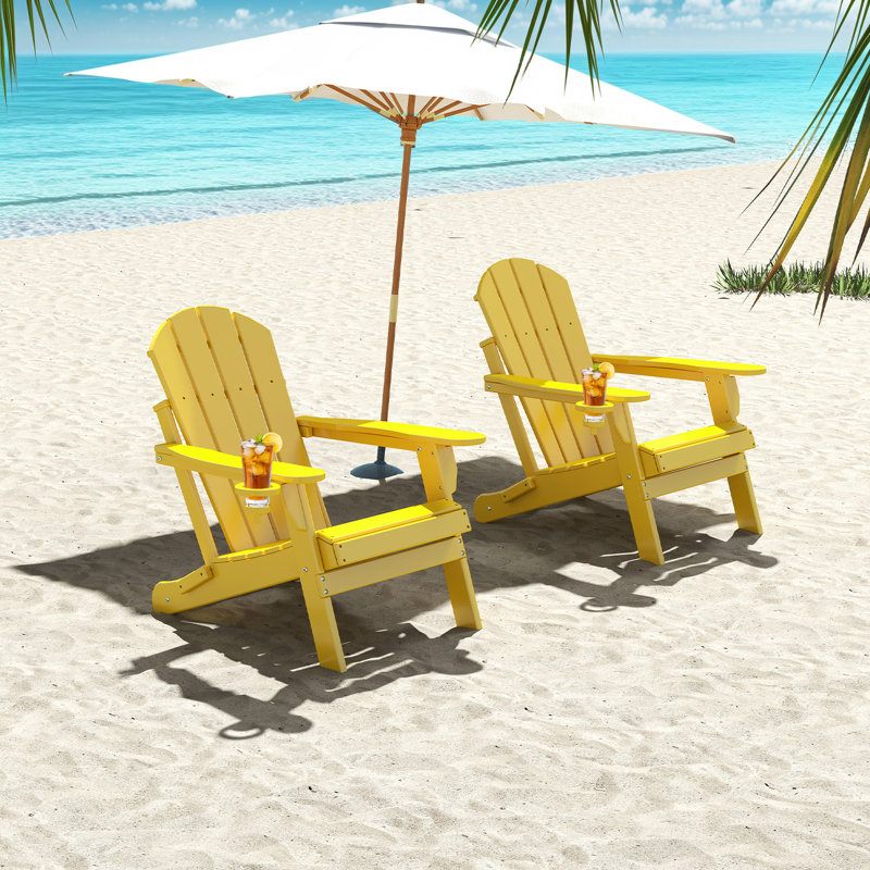 Felten Foldable Outdoor Adirondack Chair, Yellow