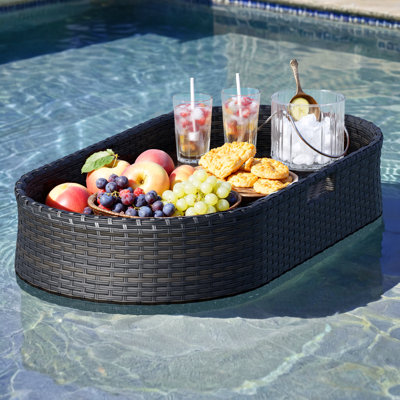 Plateau flottant de grande taille, plateau de service ovale pour les flotteurs de piscine, pour les bancs de sable, les spas et les fêtes, boissons de service de piscine, brunch