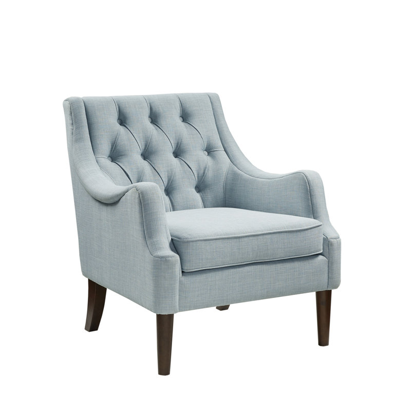 Fauteuil à oreilles capitonné de 29,25 po de largeur Anatonia, Bleu cendré