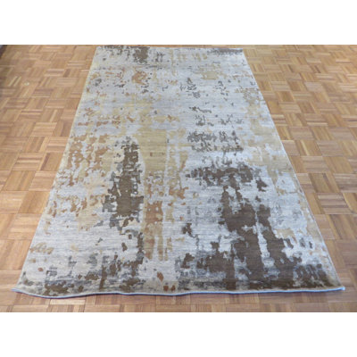 Tapis noué la gris/beige 4 pi 9 po x 7 pi 10 po one-of-kind-the main Dickison