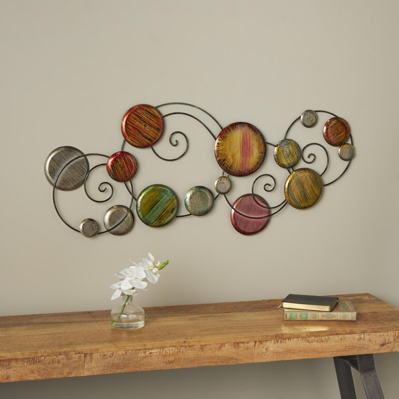 Metal Embossed Plate Home Wall Decor with Scroll Frame