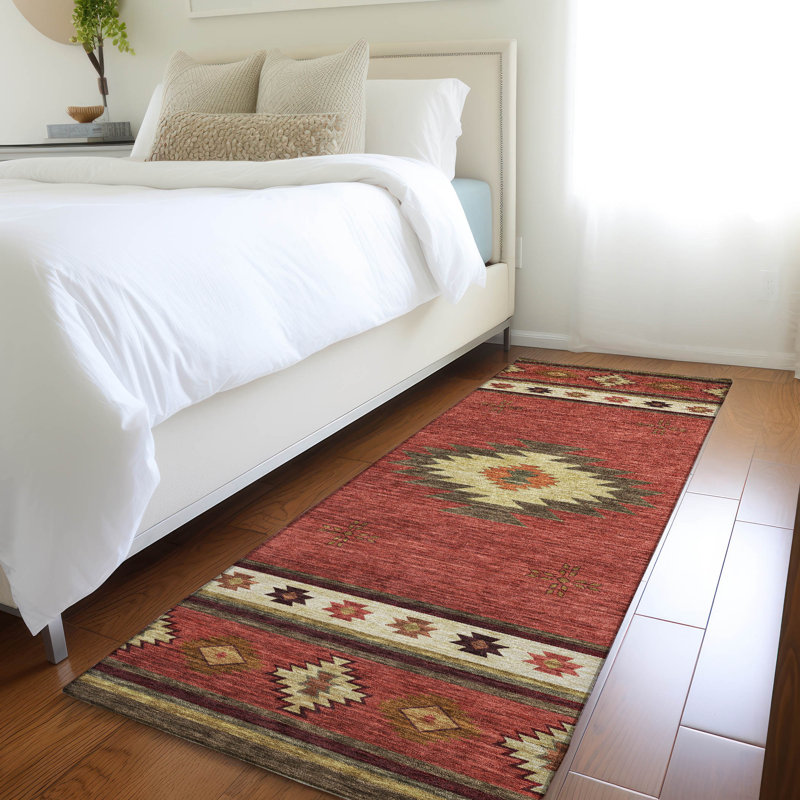 Premium Machine Washable Yamen AMF179 Spice Rug in , Spice, Runner 2'3" x 7'6"