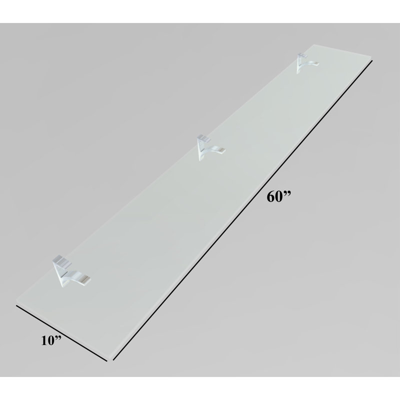 Tablette murale en verre Electra, Chrome, H 2,86 po x l 60 po x P 10,5 po