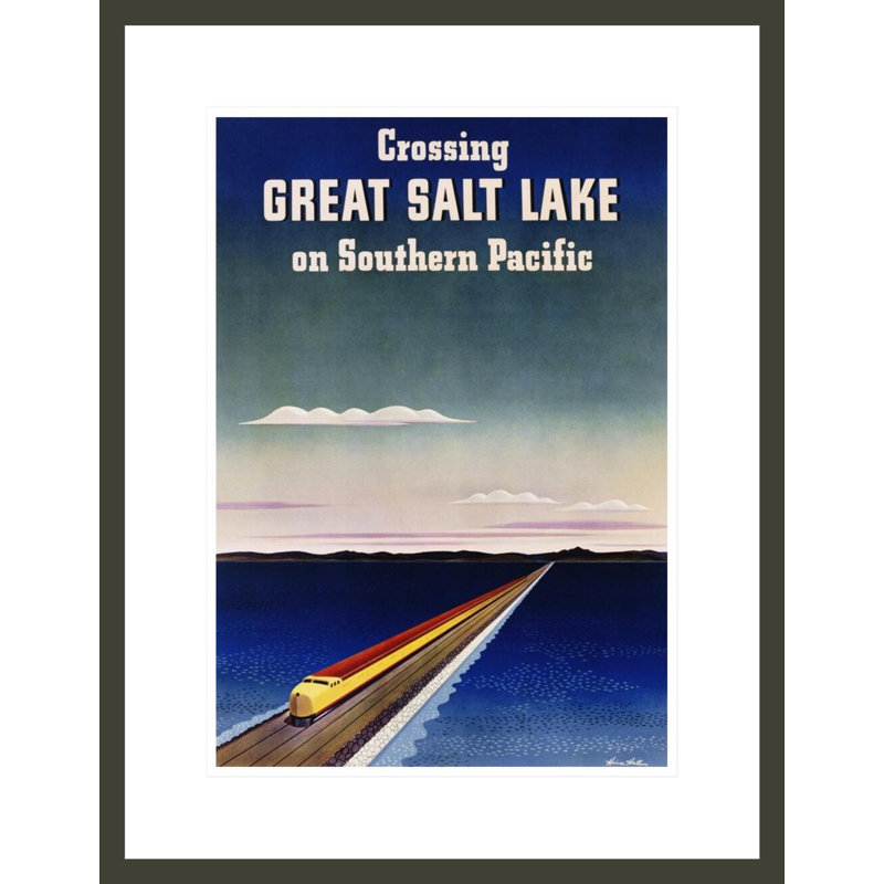 «Crossing Great Salt Lake on Southern Pacific» par Haines Hall, impression giclée sur cadre, H 21,75 po x l 16,86 po