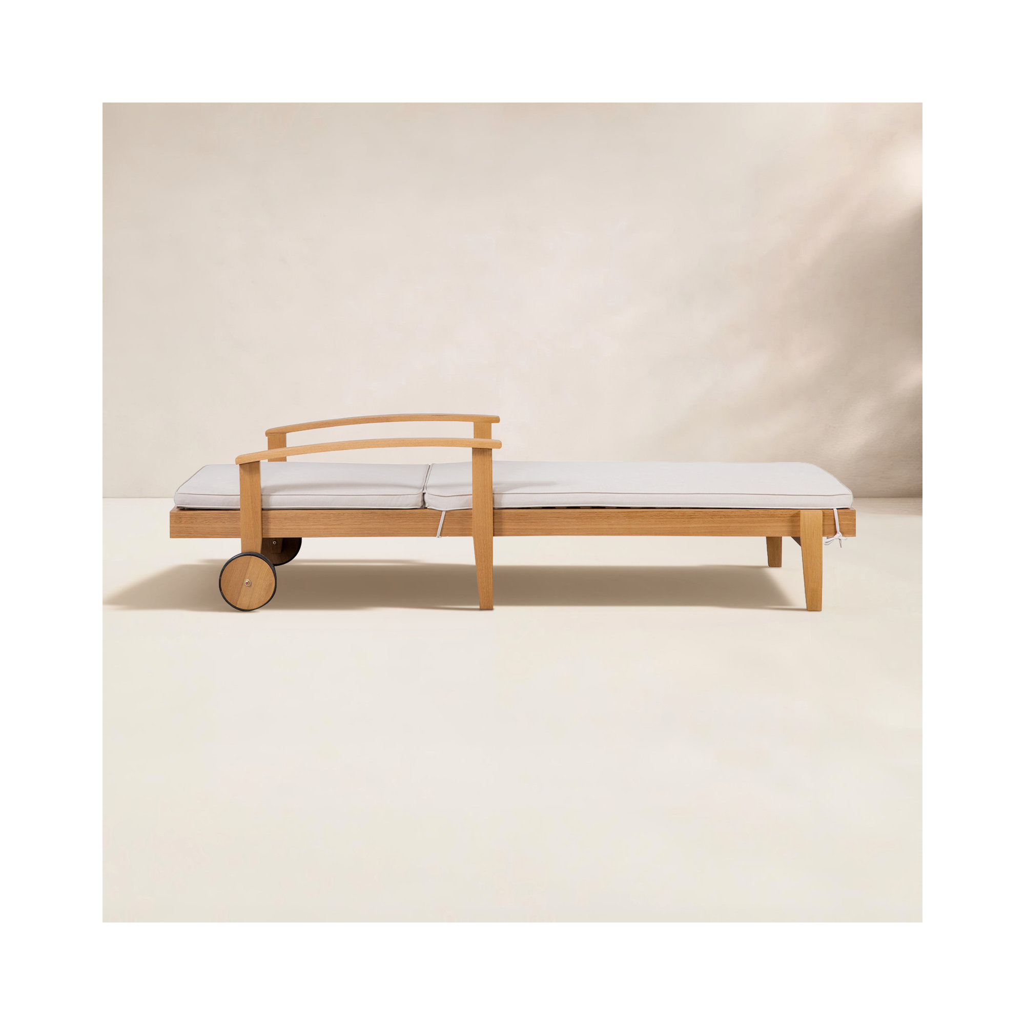 Outdoor Eucalyptus Wood Chaise Lounge, Cushion Included