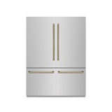 ZLINE Autograph 60 in. Built-In Refrigerator w/ Gray Interior and Polished Gold Helix Handles