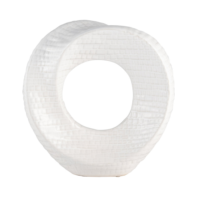 Elysia Ceramic Abstract Decorative Object, 8" H x 8" W x 3" D, White