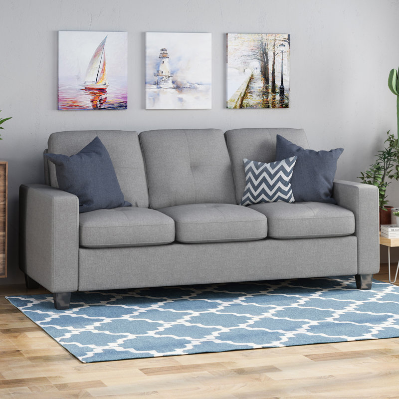 Three-Seater Sofa With Wood Legs