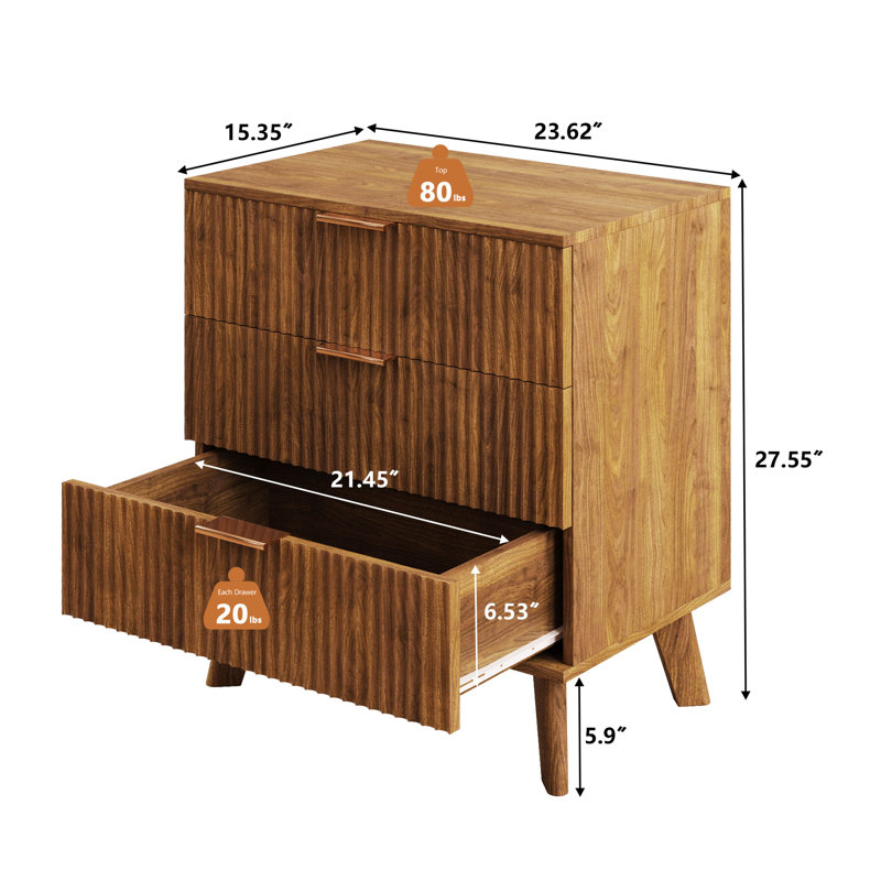 Commode 3 tiroirs Ladanna, Noyer