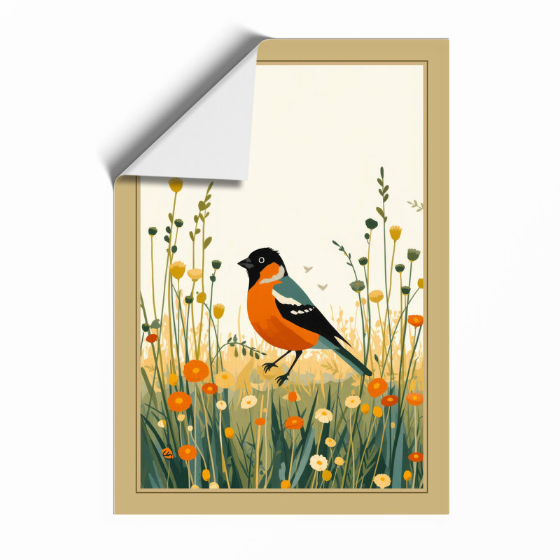 Garden Robin Botanical - Framed Print, A3 - 42.0 x 29.7 cm, Unframed