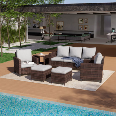Castlegar 5 - Person Patio Conversation Set with Cushions