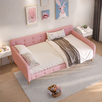 Modern Upholstered Daybed With 4 Support Legs And Button Tufted Design