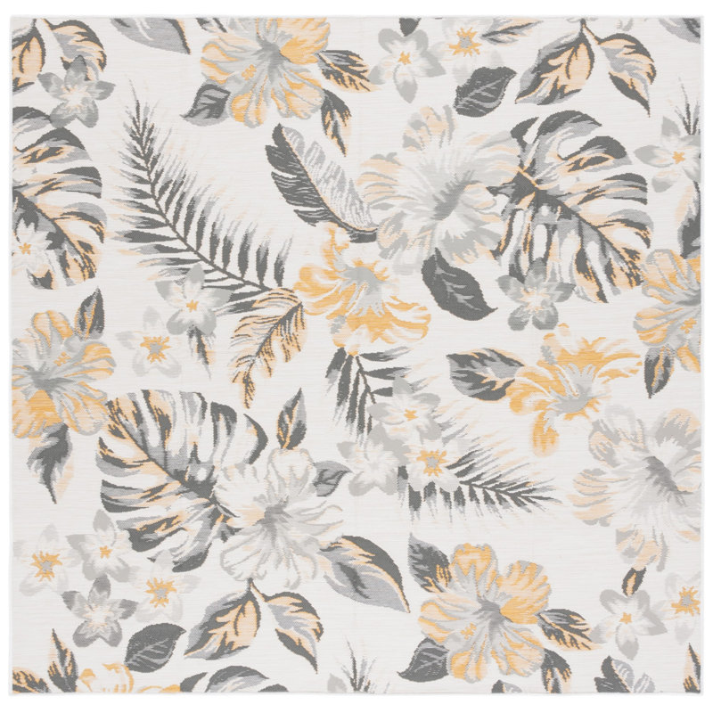 Gardenar Sunrise Performance Floral Indoor/Outdoor Area Rug, Square 6'7"
