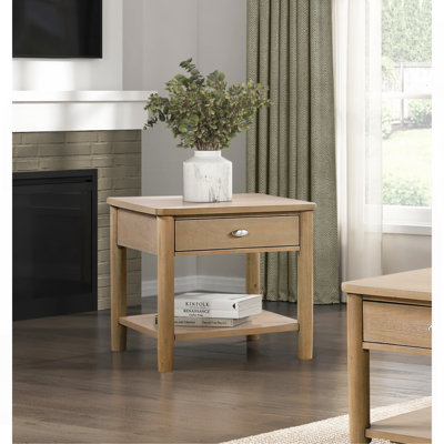 Table d'appoint classique 1 pièce avec tiroir et tablette de salon en bois
