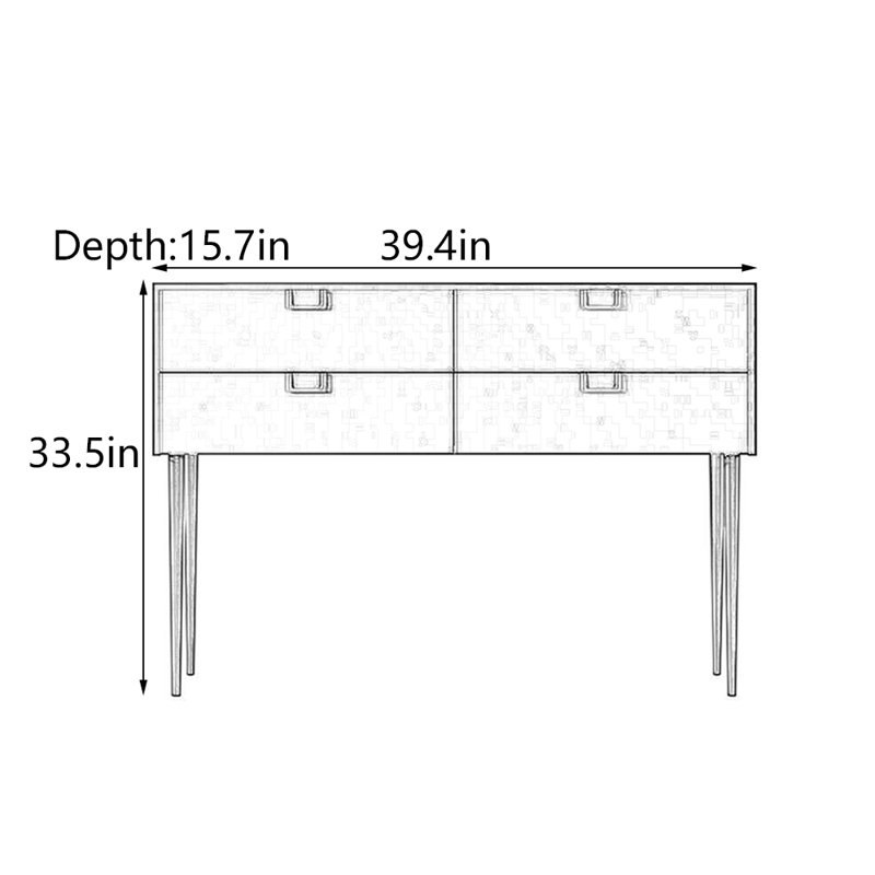 Console luxueuse noire minimaliste, H 33,5 po x l 39,4 po x P 15,7 po