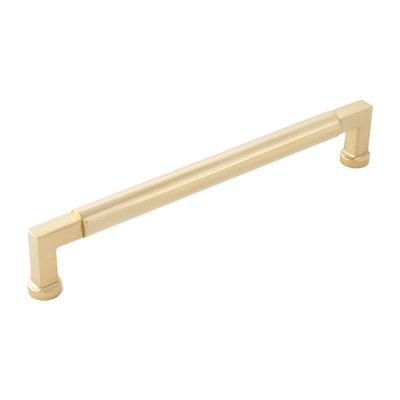 Parkview Collection Handle Pull - 7-9/16" Center to Center Cabinet Pull Unlacquered Polished Brass - Transitional Hardware for Drawers & Cabinets