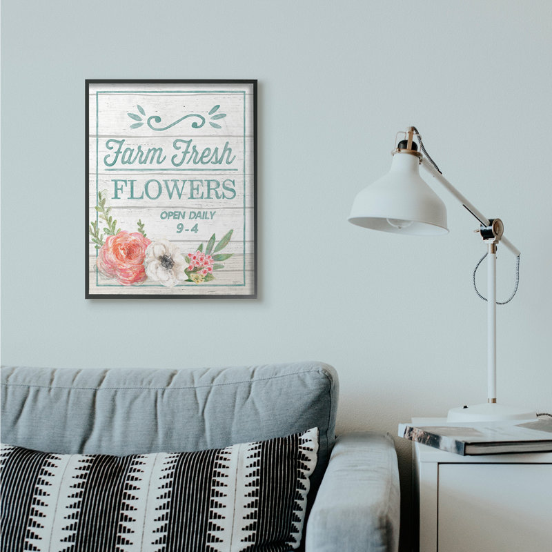 « farm freshed fleurs rustique », impression, Giclée encadrée noir minuit, H 24 po x l 30 po x P 1,5 po