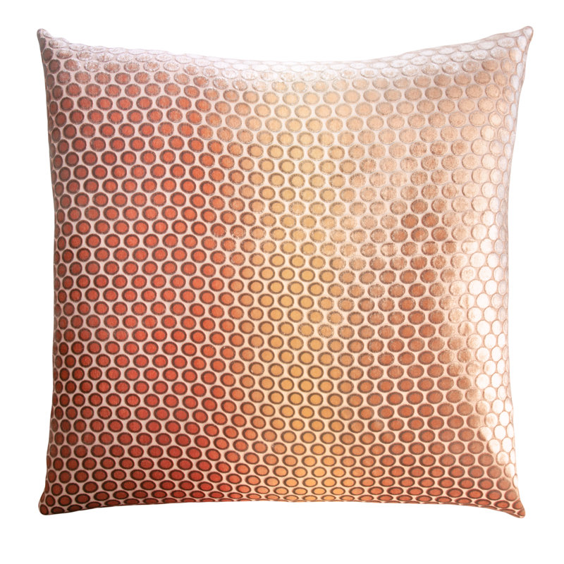 Dots Square Velvet Pillow Cover & Insert, 20"H x 20"W, Sunstone