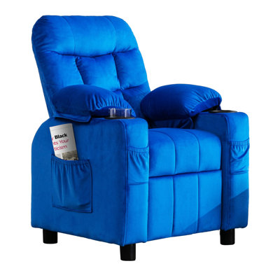 Fauteuil inclinable pour enfants de 15,7 po avec porte-gobelet, fauteuil ergonomique réglable en velours avec repose-pieds pliable et poches latérales, canapé pour tout-petit pour chambre d'enfant