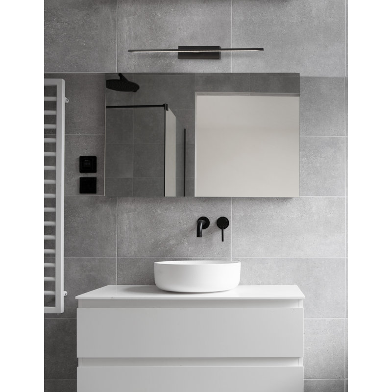 LED Flush Mounted Sconce, Black, 6cm H x 62cm W x 14cm D