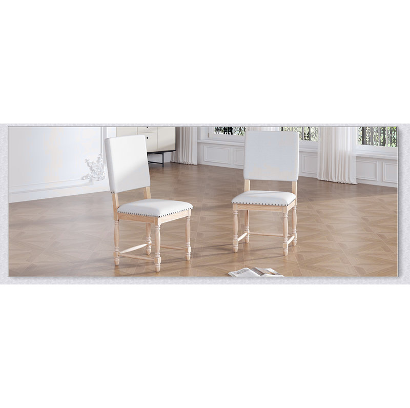 Chaises de salle à manger rembourrées 2 pièces Vintage, Naturel, Naturel