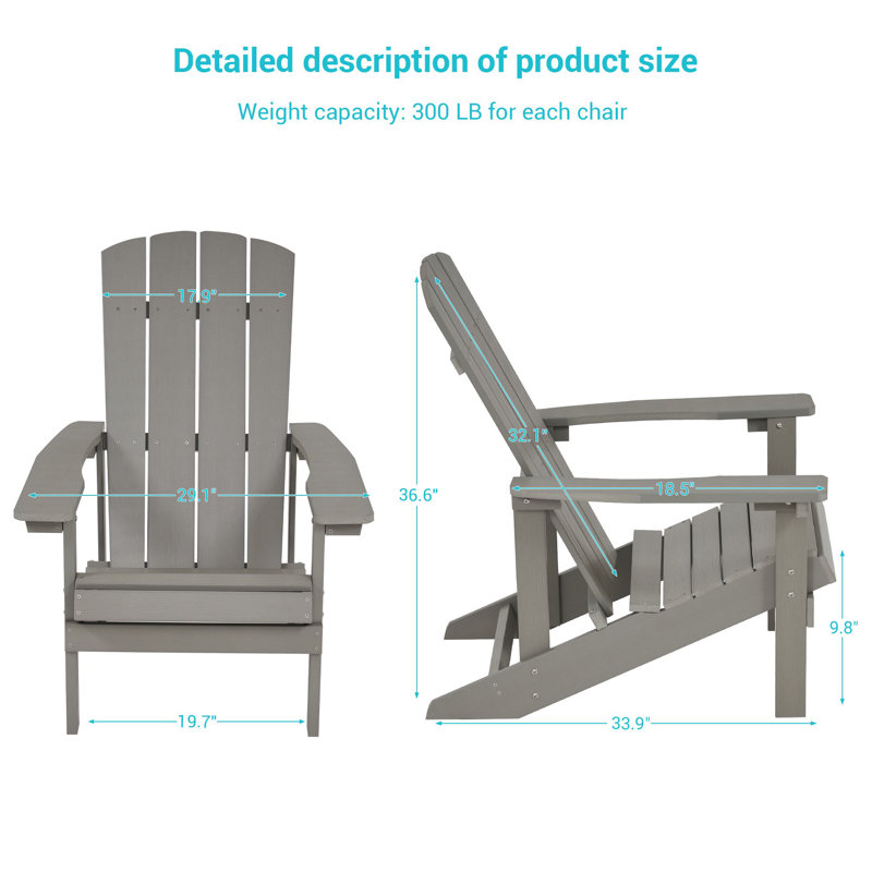 Chaise Adirondack en plastique Armenio, Gris clair