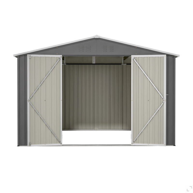 Remise de rangement extérieure 10 x 10 pi, grandes remises à outils en métal avec structure de cadre actualisée et portes verrouillables, remise de jardin pour la cour de jardin