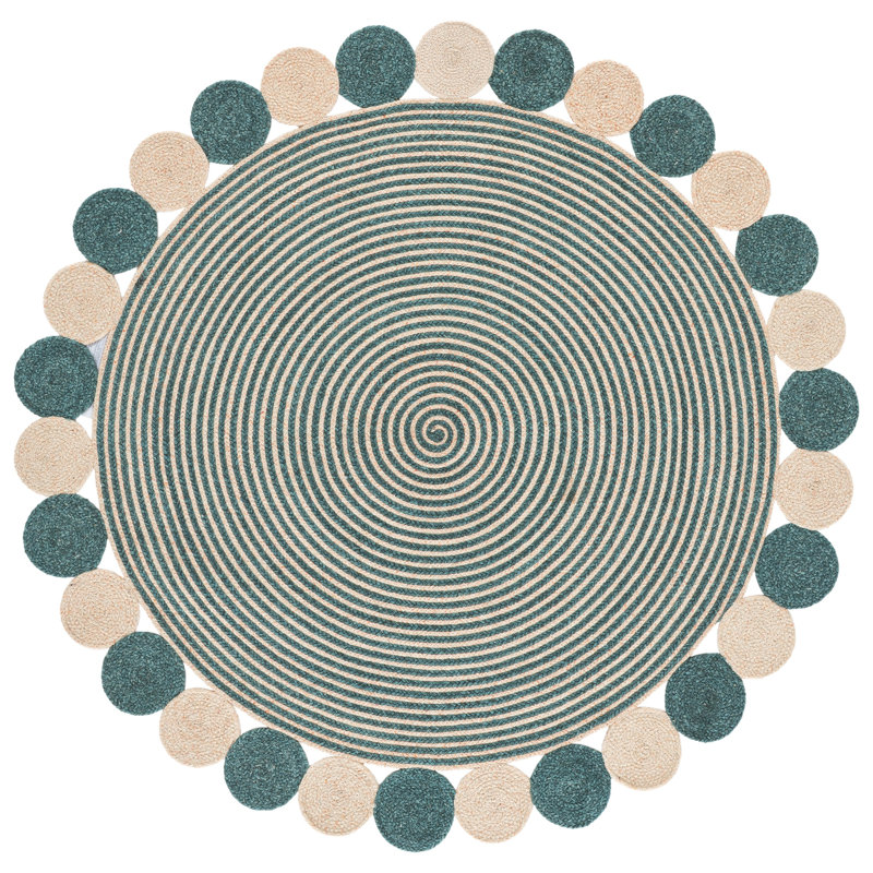 Braided Hand Woven No Pattern Indoor Rug, 5'-0" x 5'-0" Round