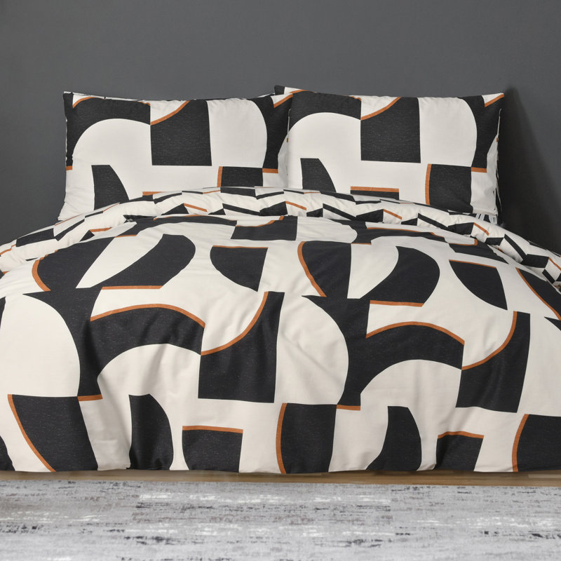 Andalusia Cotton Blend Geometric Shapes Duvet Cover with Pillowcases Included, Single Duvet Cover + 1 Standard Pillowcase