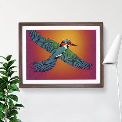 Hypnotic Kingfisher Bird - Single Picture Frame Print