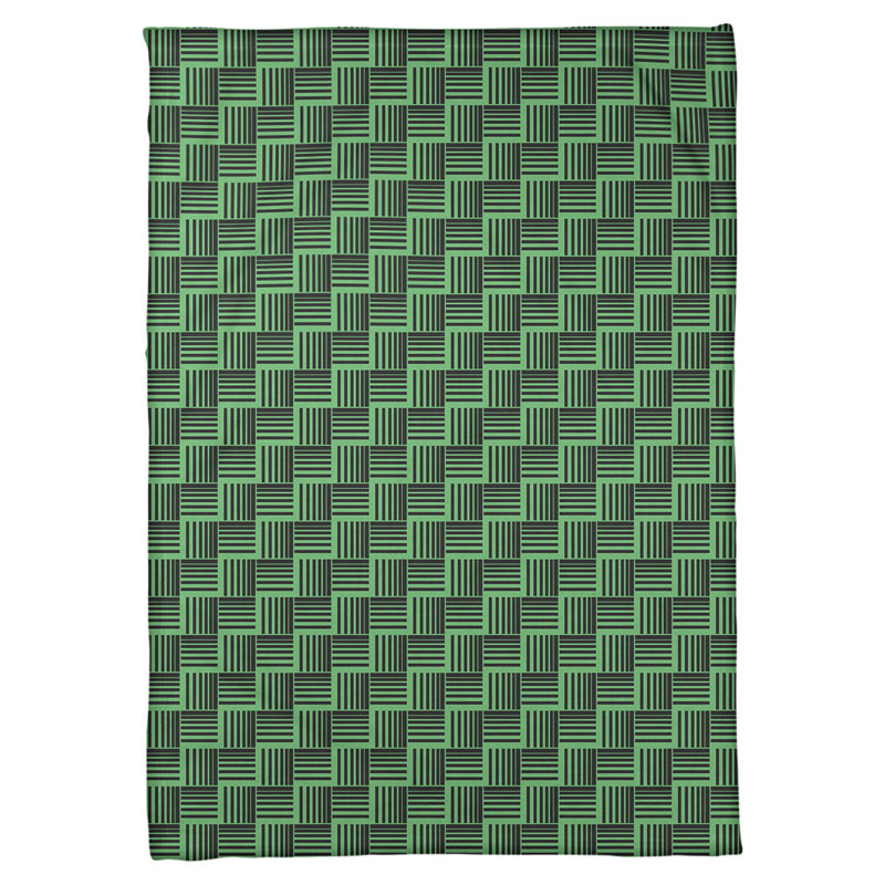 Couverture polaire à rayures classic basketweave, l 60 po x L 80 po, Vert / Noir