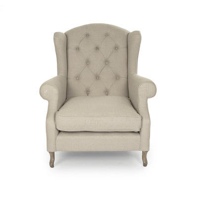 Fauteuil à oreilles capitonné en lin 36 po Dowty