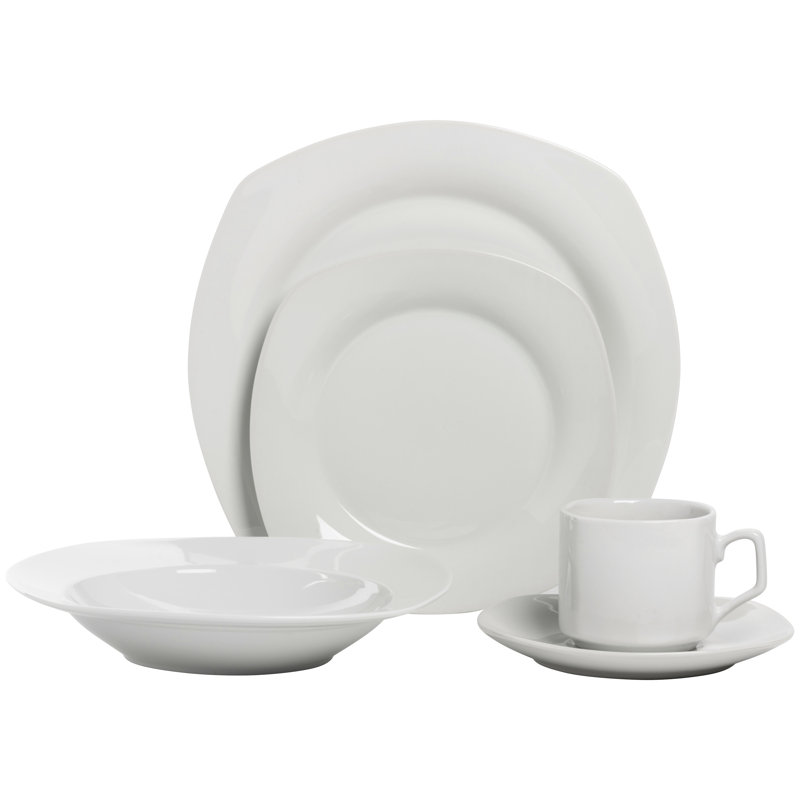 Ten Strawberry Street Simply Square 45 Piece Dinnerware Set, Service for 8 Plus Serveware