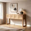 Console géométrique sculptée avec 3 tiroirs à fermeture en douceur, pieds cannelés et design élégant pour le vestibule-632277306
