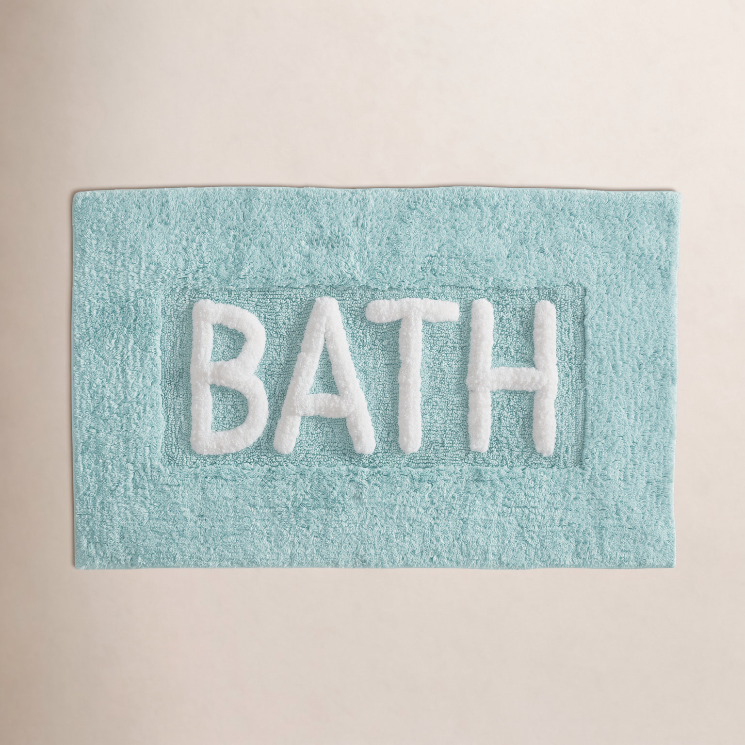 Cotton Blend Bath Rug, Aqua Blue